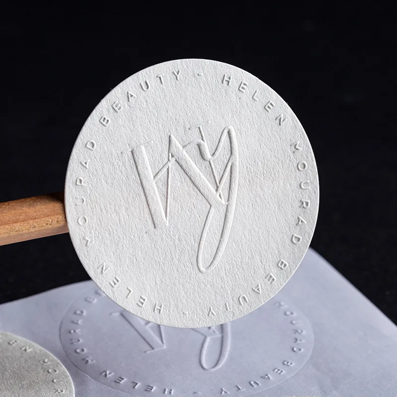 

500 pcs 5cm Custom Embossed Paper Stickers & Labels, Special Paper Stickers,Custom Luxury Textured Labels