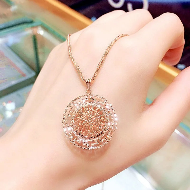 

585 Purple Gold Round Art Line Chains Fashion Light Luxury Necklaces Earrings for Women Plated 14K Rose Gold Jewelry Sets