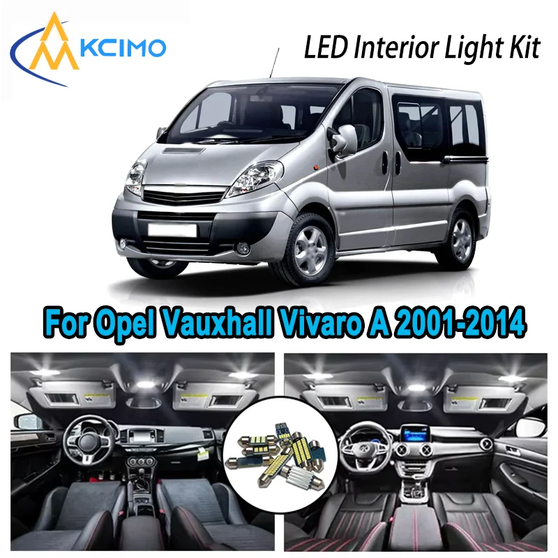 

High-Quality LED Interior Kit for Opel Vauxhall Vivaro A 2001-2014 2002 2003 Premium Error-Free Dome Map Trunk Automotive Lamps