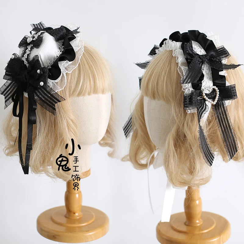 

Original Black and White Lolita Velvet Cake X Small Hat Gorgeous Girl Fashion Top Hat Lace Headband Accessories