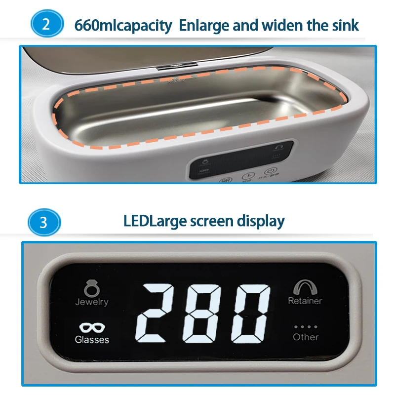 Portable Ultrasonic Cleaner - High Frequency Vibration Cleaning Machine (42000Hz Deep Clean, Jewelry/Watch/Glasses Washing)