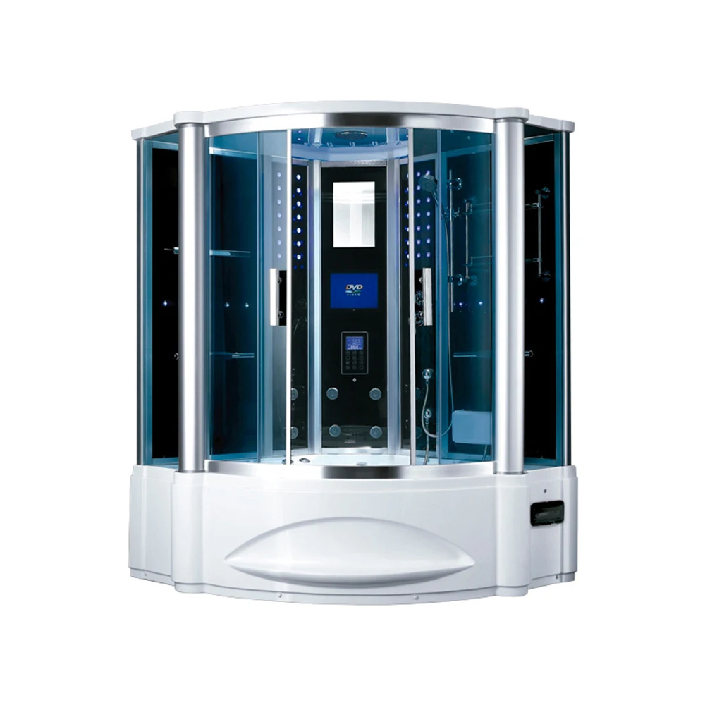 

1500X1500X2150mm Bathroom Wall Corner Steam Shower With TV Enclosure Mult-Functional Computer Control Wet Sauna Room 7062AA