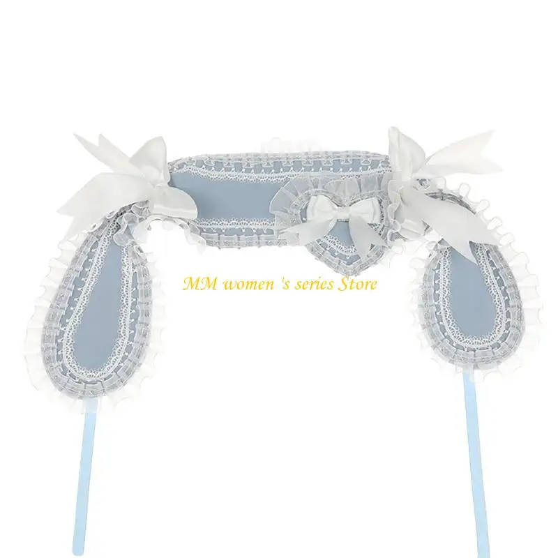 

Q39C Lop Ear Rabbit Hairband Anime Headband Lace Bowknot Hairhoop Theme Party Props