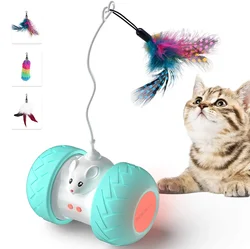 Brinquedos interativos do gato para gatos internos, brinquedos automáticos do gatinho eletrônicos com o mouse e 3 penas para que os gatos joguem sozinho o exercício