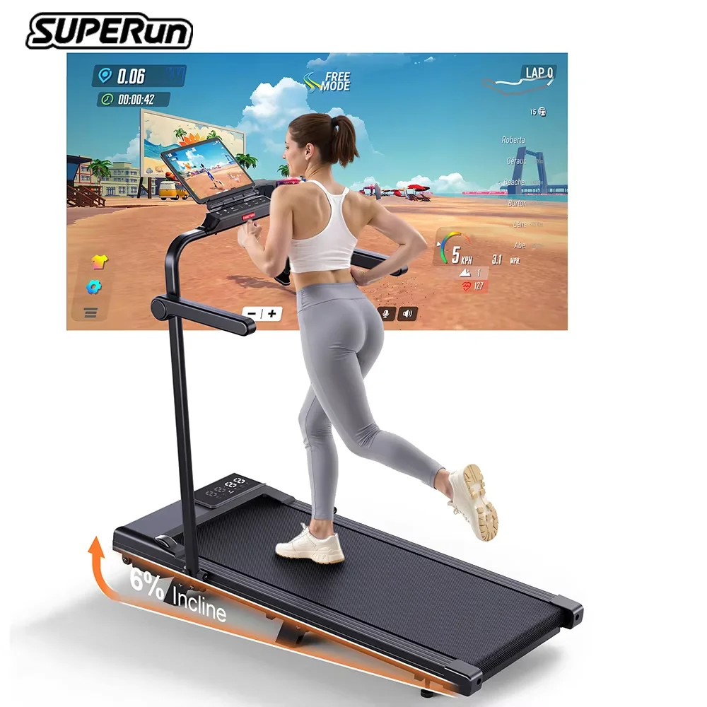Faltbares 2-in-1 Laufband, Höchstgeschwindigkeit 12km/h Elektrisches Laufband, Installationsfrei, Laufband für Joggen und Gehen zu Hause