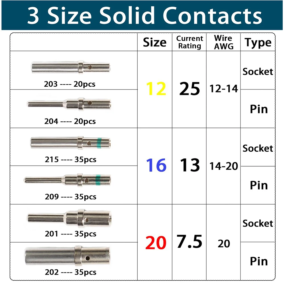 100Pcs Deutsch DT 2.54mm Series Female male Pin 203  204 215 209 201 202 Gold Plated Stainless Steel Crimp Solid Terminals