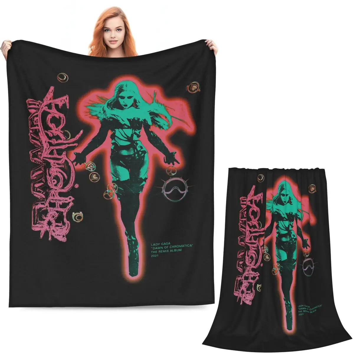 Drawing Lady Gaga Graphic 2 Blanket Soft Warm Flannel Throw Blanket Bedspread for Bed Living room Picnic Travel Home Sofa