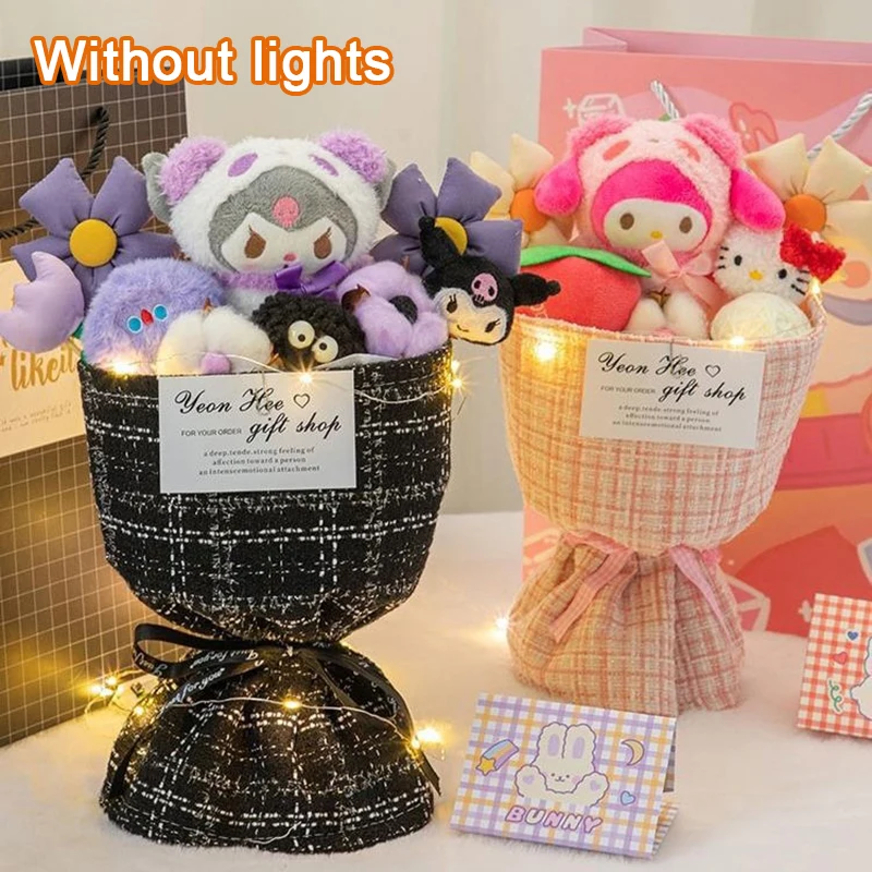 

Sanrio Kuromi Plush KT Flower Bouquet Cartoon Hellokitty Cinnamoroll Stuffed Plush Toy Kawaii Decor Doll Girl Valentine Gift