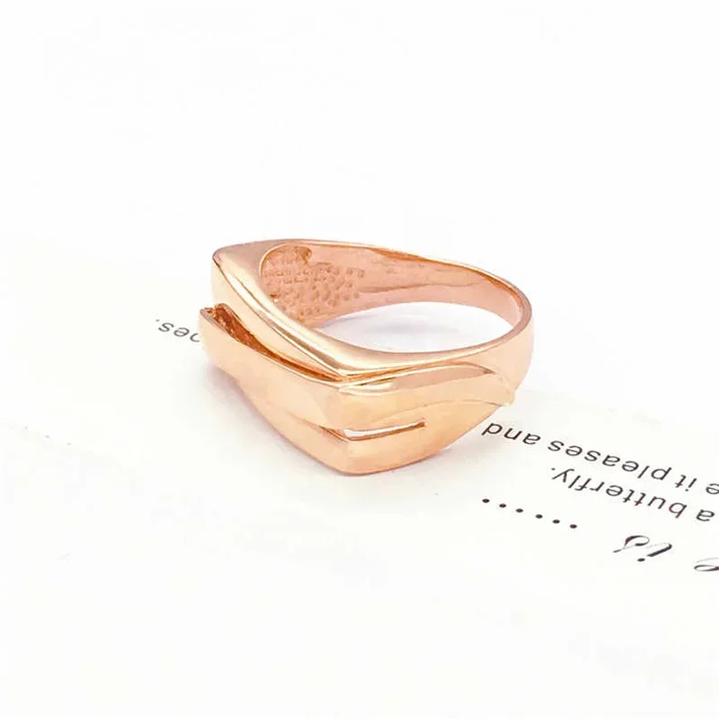 Refreshing Simple Irregular Square Glossy Rings for Women Classics Plated Rose Gold Ring Party Jewelry