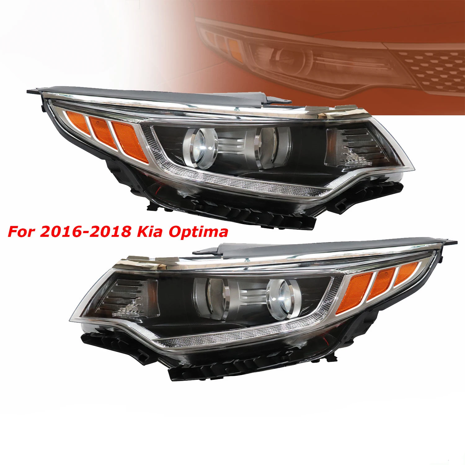 

Driver/Passenger Side Halogen Headlight Assembly Durable LH/RH LED Headlamp Fits For 2016 2017 2018 Kia Optima NEW