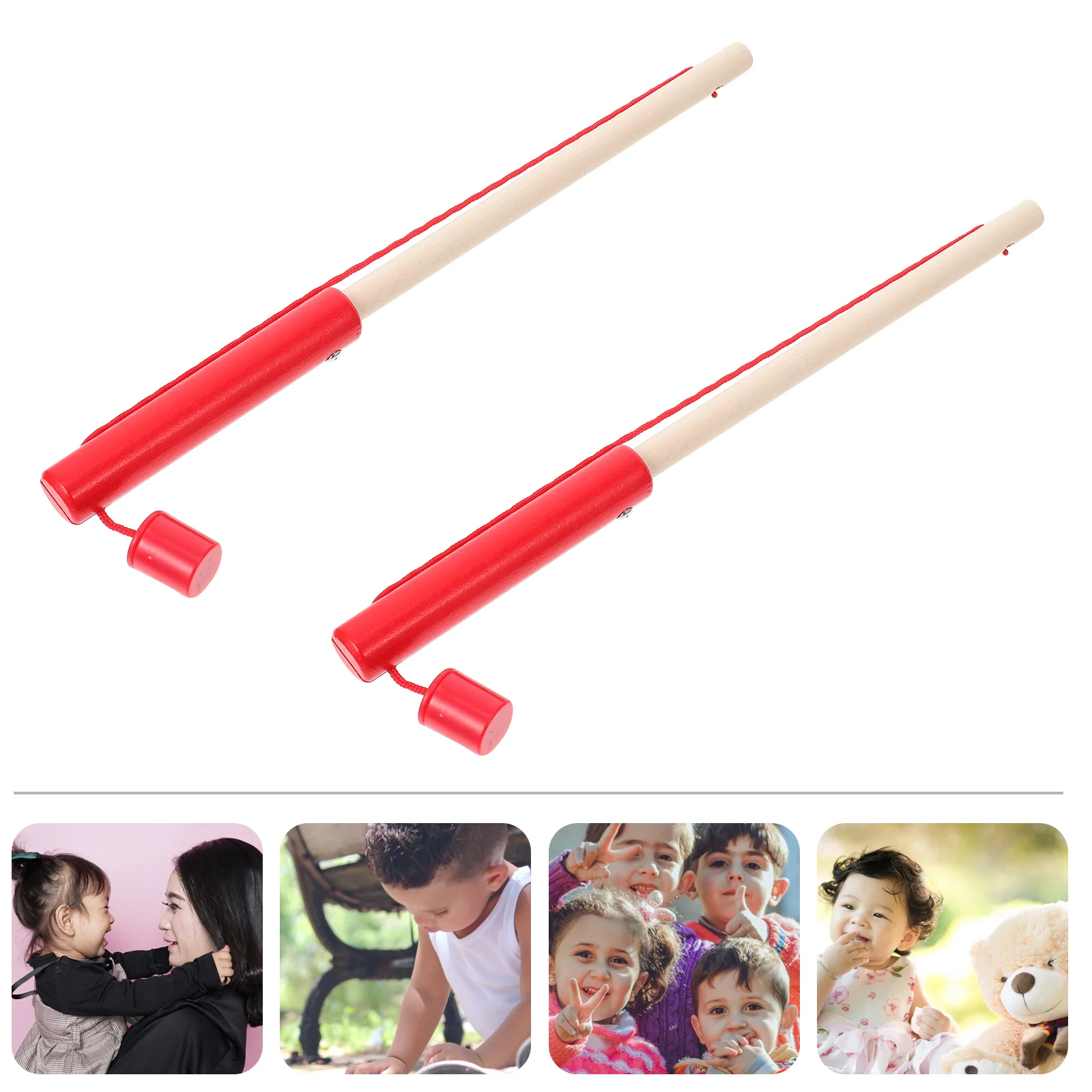 4 Uds. Joysticks de pesca caña de pescar juguete de pesca creativo (rojo) juguete de pesca de madera juguete de caña de pescar