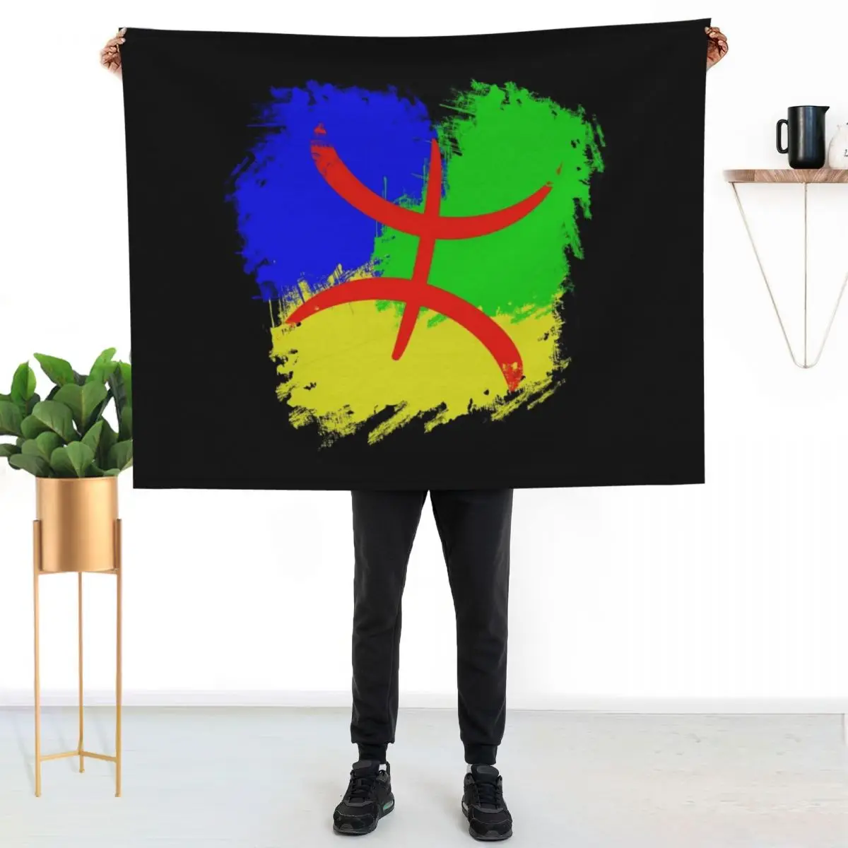 Berber Flag, Amazigh Flag Throw Blanket Sofa Decoratives Blankets Sofas Of Decoration Plaid Sofas Warm Blankets