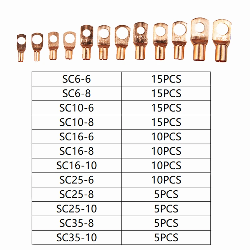 240PCS Car Copper Soldered Connectors Ring Terminal Bare Cable Battery Terminals Heat Shrink Sleeve HX-50B Plier Assorted Kit