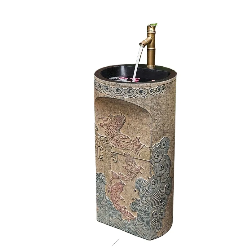 

New Chinese outdoor sink, outdoor villa, balcony column, floor-standing garden sink, courtyard sink,