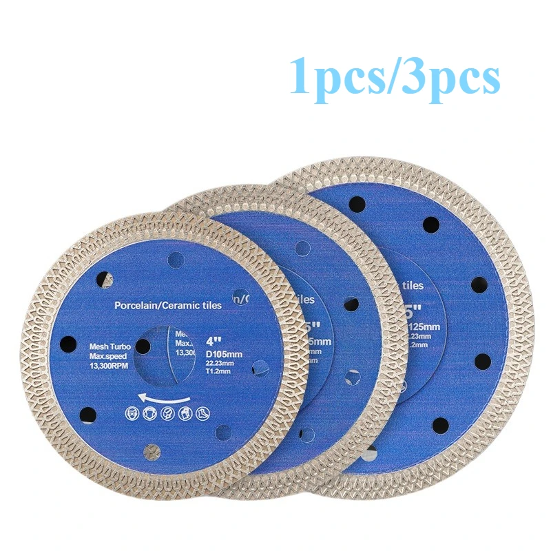 

105mm/115mm/125mm diamond cutting discs, suitable for cutting tiles, ceramics and marble, sharp and durable. 1pcs/3pcs