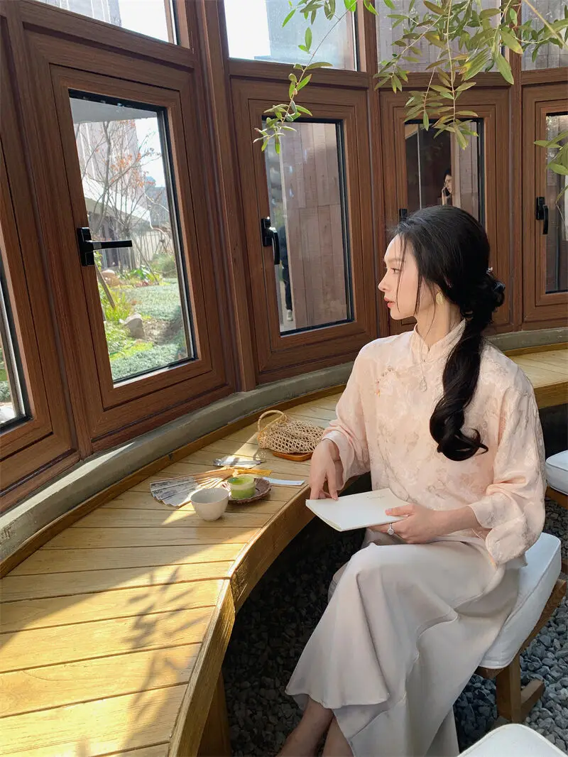 

ForeverKid New Chinese Sle Small irt Silk Linen Embroidery Luxury Light Luxury Gold Poer Fly Bai Xiuzhu Princ Loo...