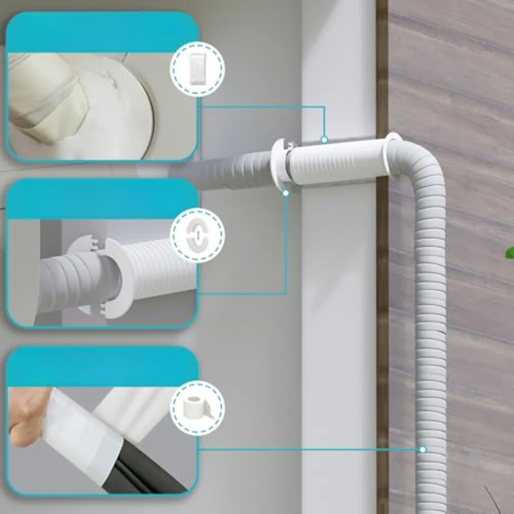 Small Split AC Through-Wall Pipe Sleeve 20.6cm Length 9cm Width White Plastic Wall Cap for Indoor Outdoor Mounting