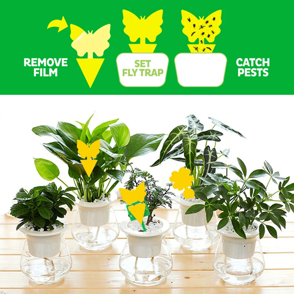 10pcs Yellow Double Sided Armyworm Plate Insect Trap Flower Trap Home Gardening Products Flower Pots And Planting Plant Labels