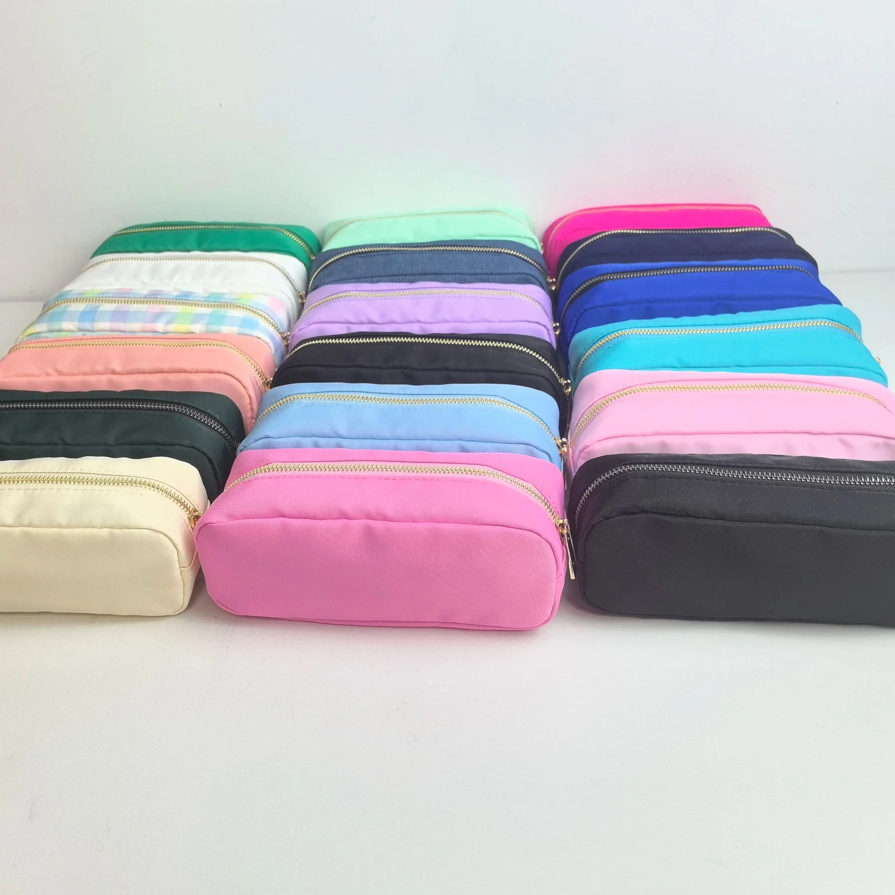 Nylon Pen Pouch Brush Makeup Bag Cosmetic Brush Clutch Bags with Zipper Pencil Case Stationery Bag Waterproof