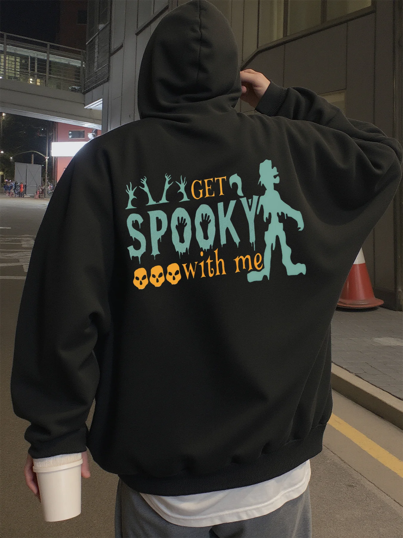 

Толстовка с капюшоном для мужчин, уличная одежда, толстовки с рисунком Get Spooky with Me для мужчин, подходят для ношения весной, осенью и зимой.