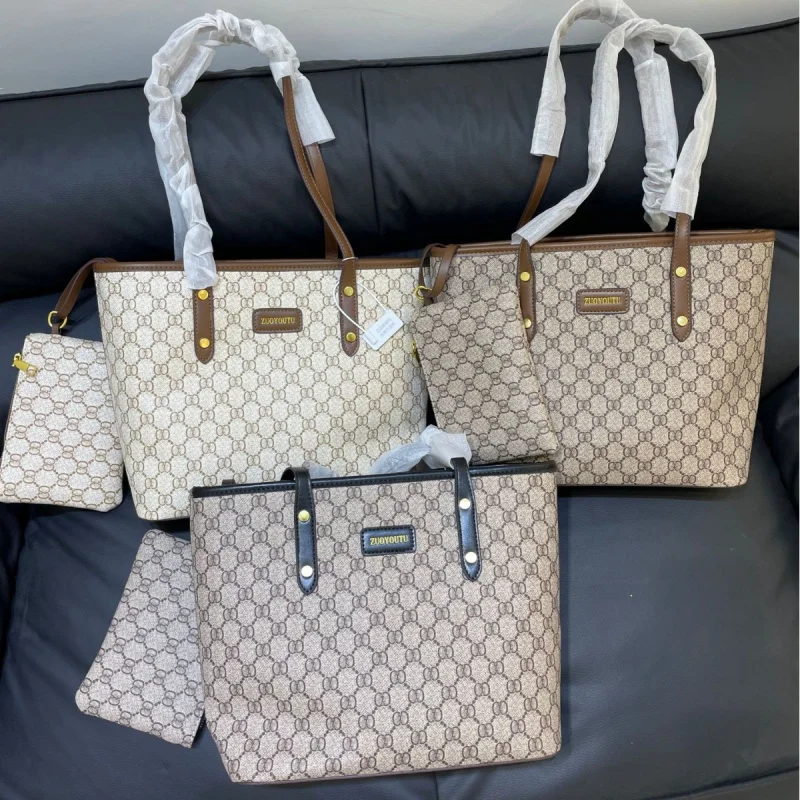 

New Tote Women's Bag Large Capacity Korean Style Handbag Vintage Monogram Retro Versatile Shoulder Bag