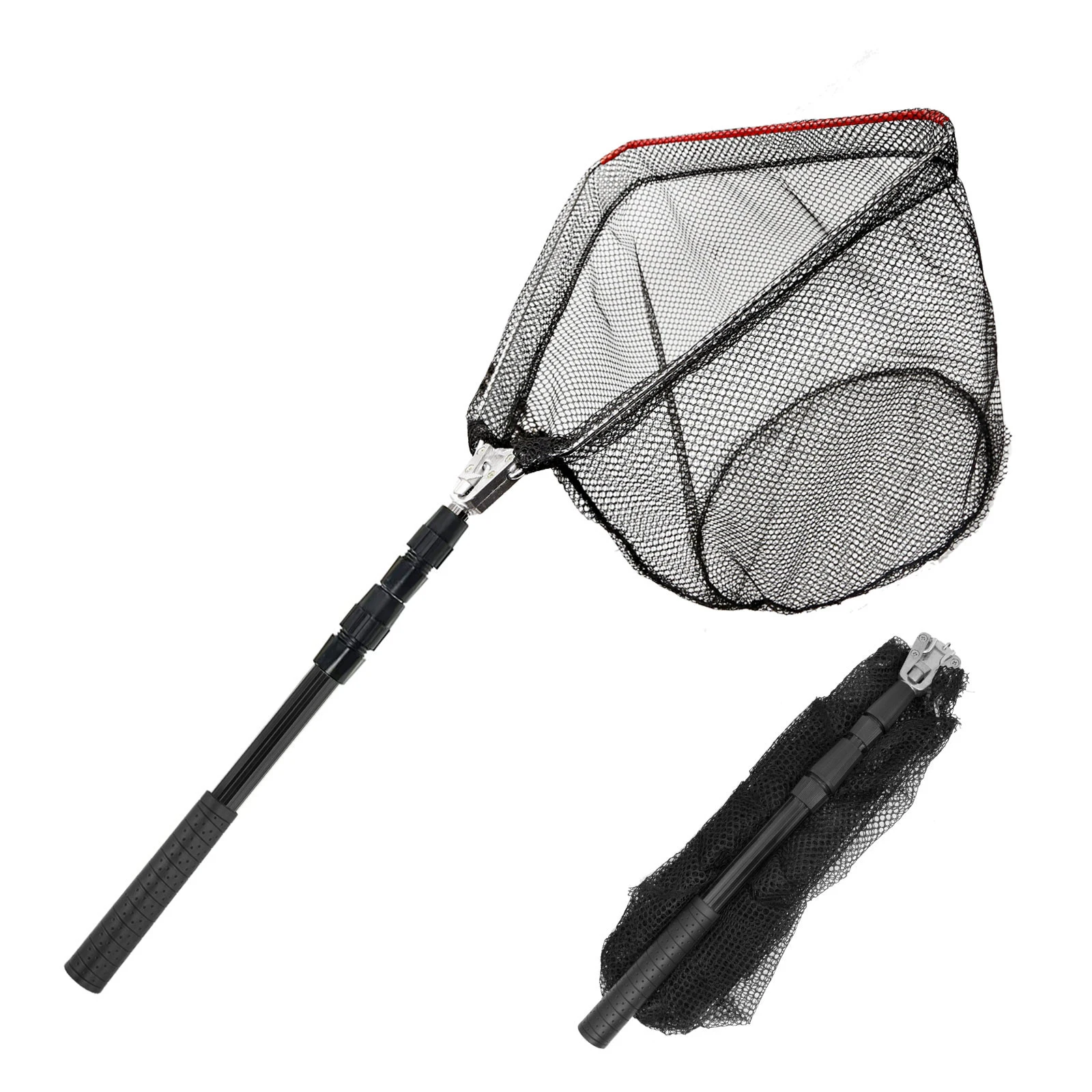 

SANLIKE 129cm Folding Fishing Net Collapsible Telescopic Sturdy Rubber Coated Landing Handle Pole Fishing Tool Accessories