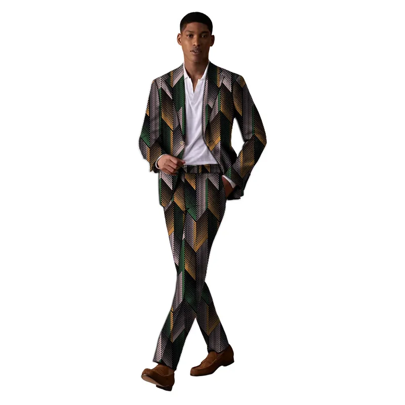 بدلات رجالية بتصميم أصلي + بنطلونات ملونة مطبوعة ملابس أفريقية لملابس حفلات الزفاف الذكور