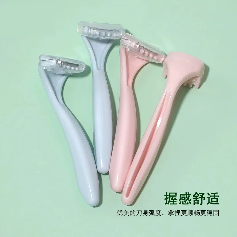 2PCS 휴대용 미니 눈썹 면도기 스테인레스 스틸 제 모기 무작위 컬러 눈썹 제모 메이크업 도구 눈썹 면도기