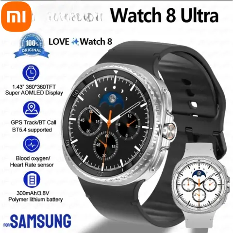 샤오미 2025 새로운 스마트워치 8 울트라 스마트워치 남성용 100+ 스포츠 비디오 GPS NFC 46mm AMOLED 피트니스 스포츠 트래커 건강 시작