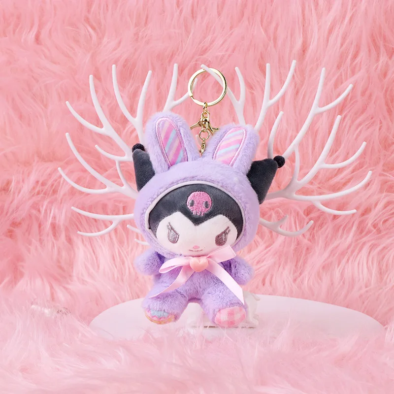 

Keychain Kawaii Sanrio Cinnamoroll Plush Toys Anime Kuromi Doll Keyring My Melody Plushie Keychain Women Bag Pendant Girls Gift