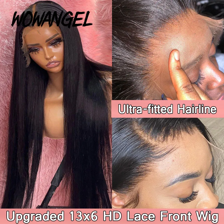 34 Zoll Echte HD Lace Front Perücke, Vorgezupfte Glatte Perücken, 13x6 HD Transparente Lace Frontal Echthaarperücke, Brasilianisches Haar für Frauen – Detail 10