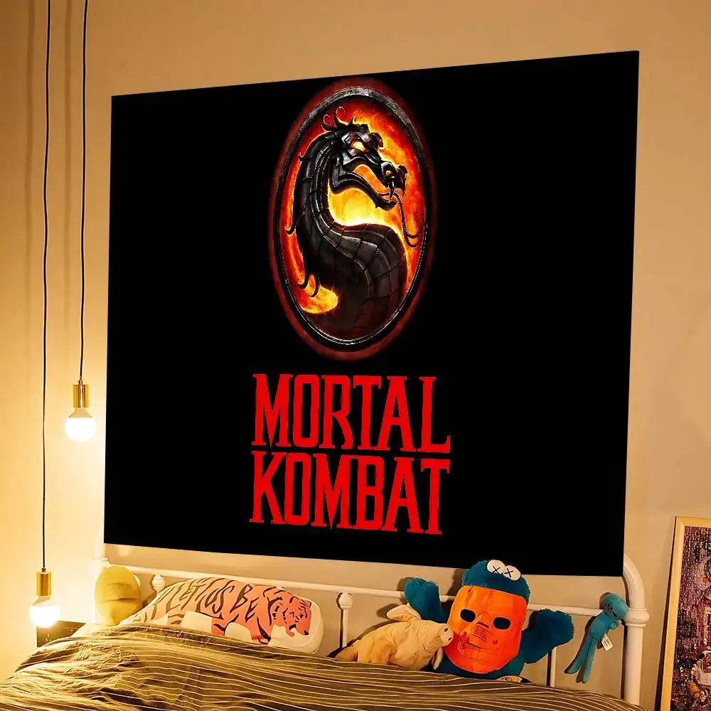 مورتال كومبات شعار راية الفن الطباعة اليابانية جدار العلم أنيمي الجدار الشنق ديكور المنزل