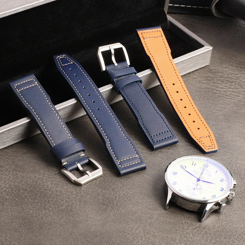 Cowhide Watch Strap Genuine Leather 20mm 21mm 22mm Black Coffee Watchband for IWC Pilot Portugieser Bracelet Watch Accessories