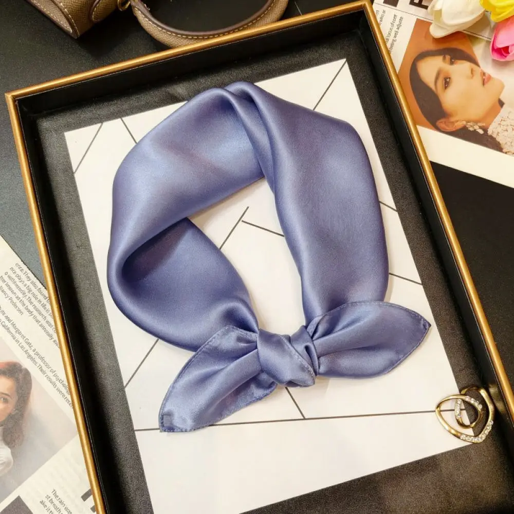 Elegant Silk Square Scarf Women Plain Satin Neck Kerchief French Style Fashion Headband Soft Luxury Mulberry Silk Shawl Wrap