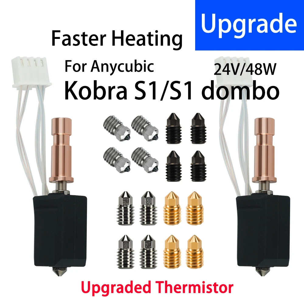 

Новый керамический нагревательный наконечник для Kobra S1/S1Combo 24 В 48 Вт, горячий конец для Anycubic Kobra S1, термистор 200 К 320 ℃ Все мета Hotend