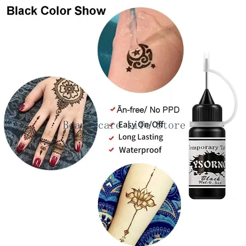652C 2 Color Temporary for Women Men Kids Fake Tattoos Semi Permanent Art Painting