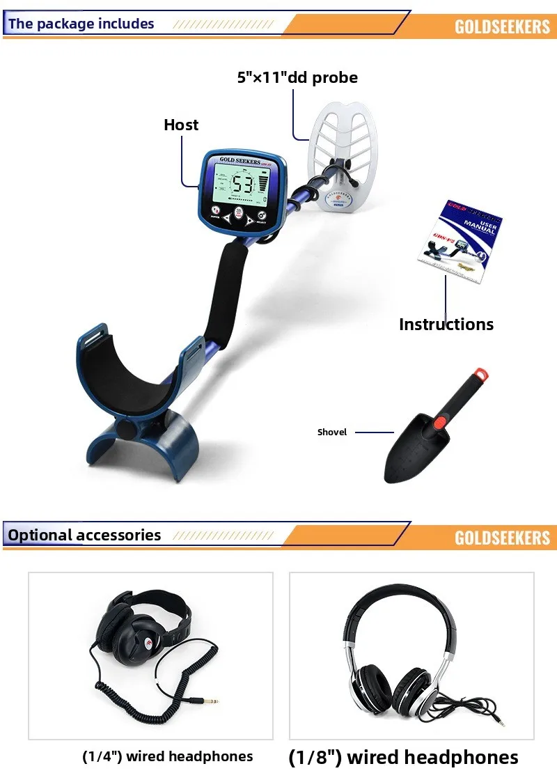 Metal Detector, Gold Hunting Machine, with LCD Backlight Display, Search for Waterproof Coil To Detect Waterproof.