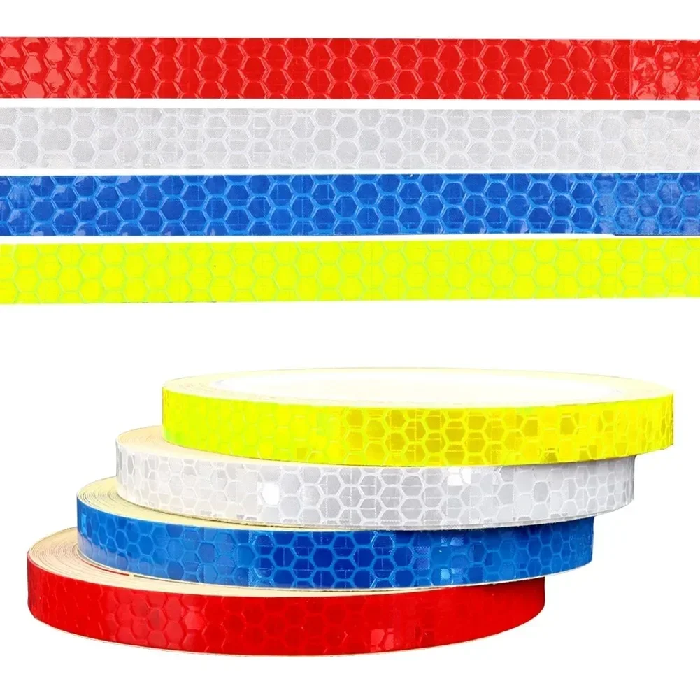 PVC Fluorescente bicicleta rodas adesivo reflexivo, Strip fita para ciclismo, aviso de segurança, 8m