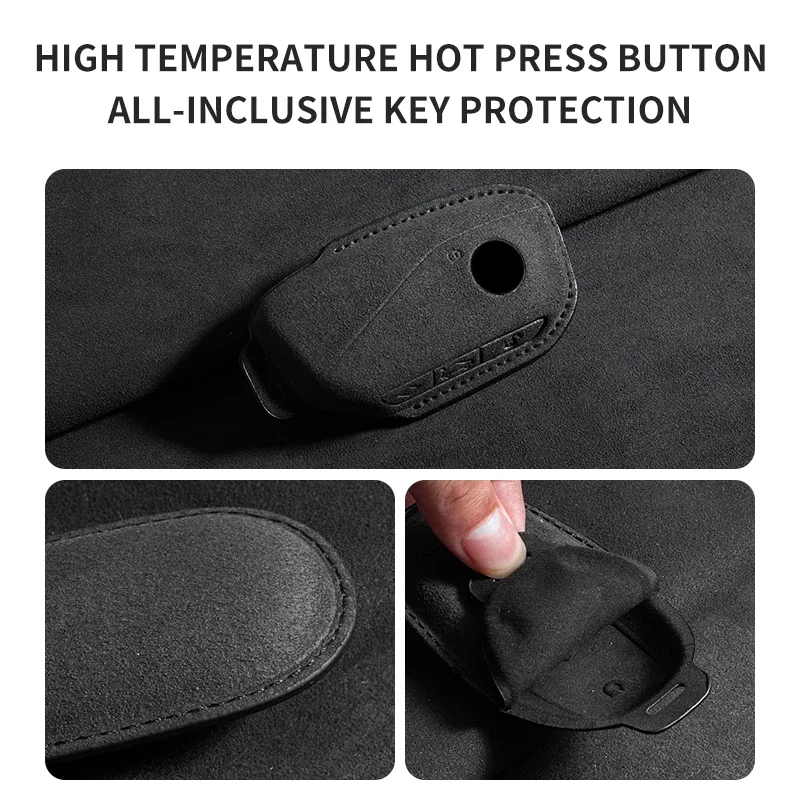 جلد الغزال سيارة مفتاح بعيد غطاء قذيفة لسيارات BMW 7 سلسلة G70 G09 XM U06 G81 M3 i7 X7 G07 LCI iX I20 X1 U11 حامي فوب