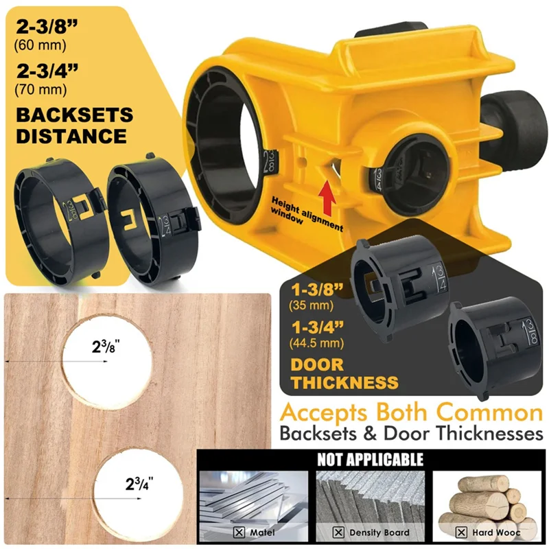 【التسريحات الأخيرة!】فتاحة ثقب قفل الكرة + أداة نقر مزلاج الباب مجموعة تركيب قفل الباب لـ 1-3/4 بوصة أو 1-3/8 بوصة باب سميك من الخشب