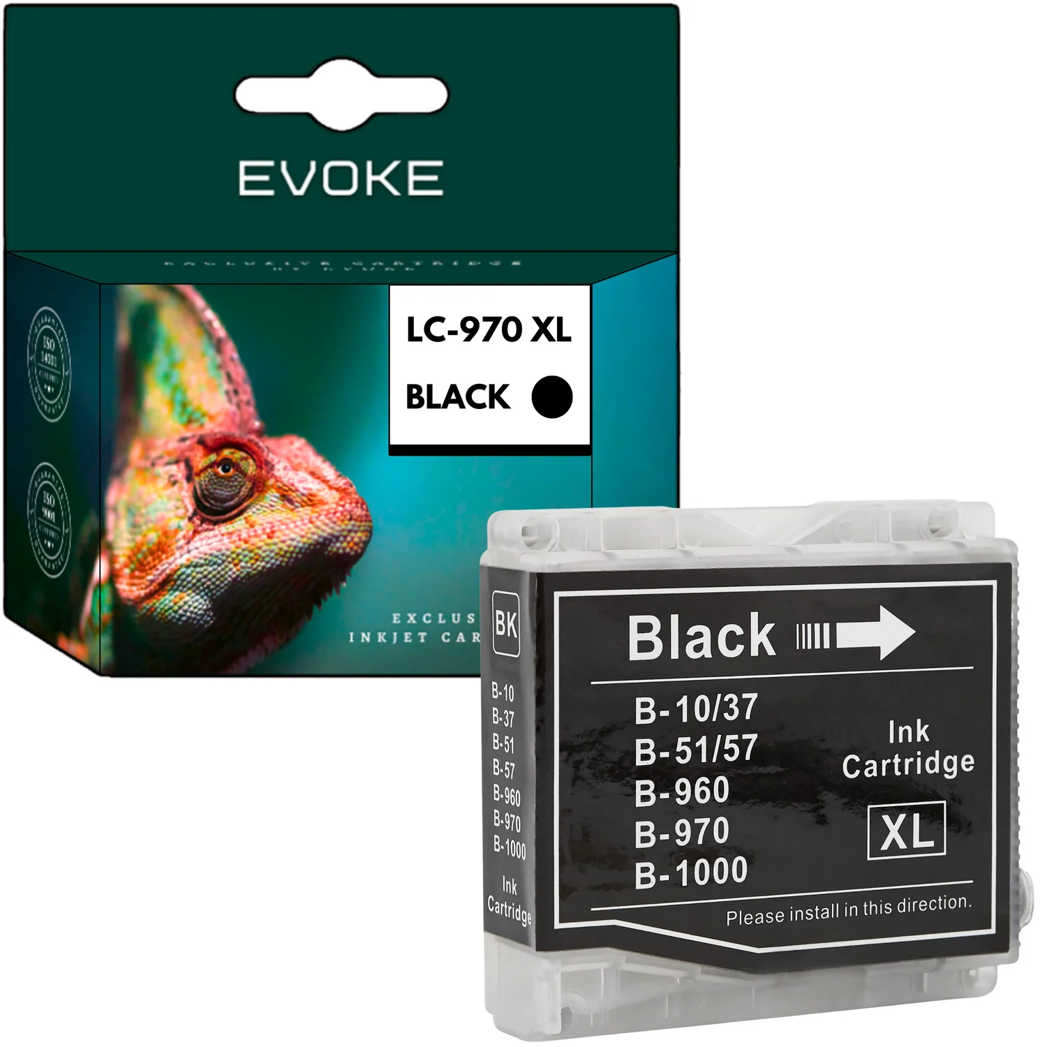 Evoke Compatibele Inkt voor Brother Lc-970 Lc970 Lc-1000 Lc1000 Lc970Bk Lc1000Bk Zwart 36 ml 900 Pagina's Dcp-135C 130C 150C 357C