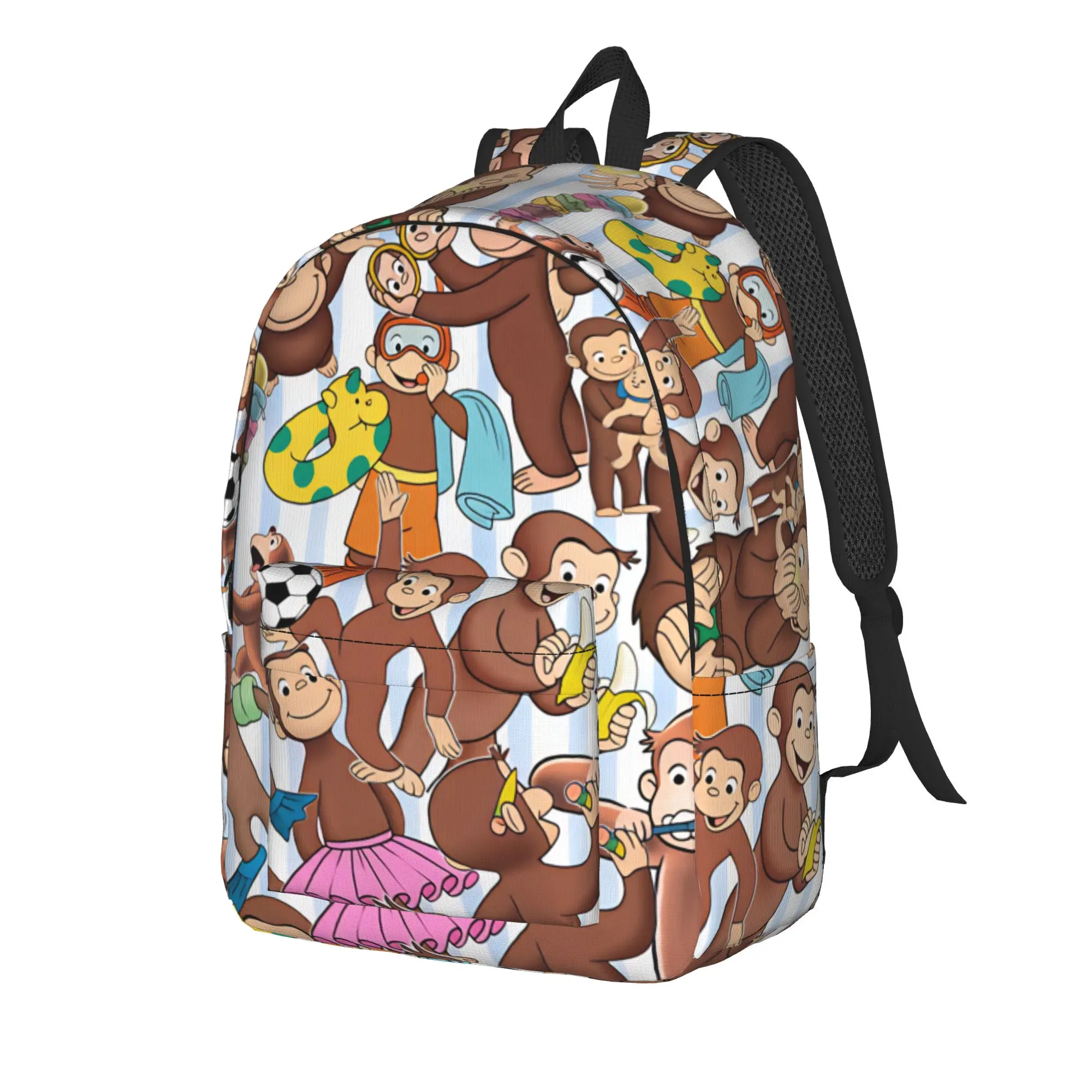 Curious George Many Poses Collection Backpack  Stylish Backpacks Teen Travel Breathable High School Bags Designer Rucksack