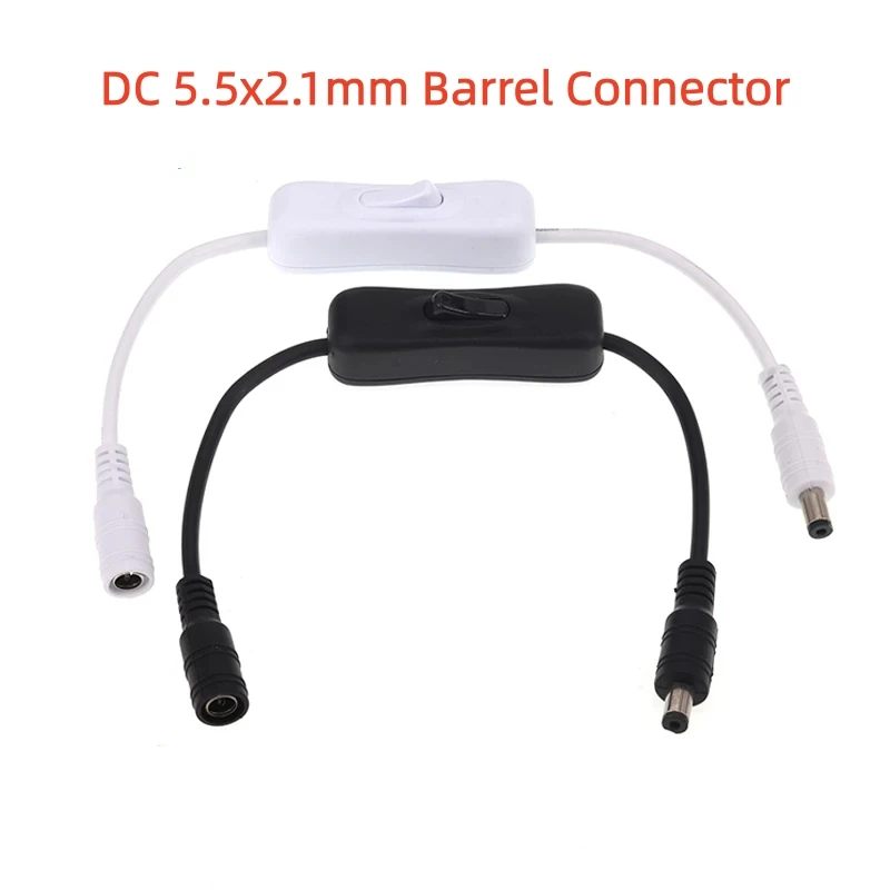 1PCS DC 5.5x2.1mm Male To Female Power Cable With 304 Switch Inline DC Plug Socket Connector