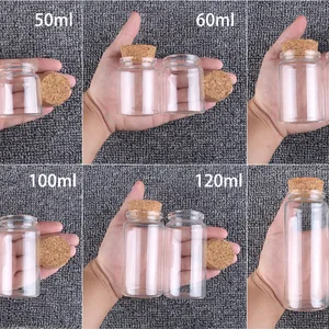 Glass bottles with cork, spices of crafts, wedding favors, candy art, 6 sizes, 50ml, 60ml, 80ml, 100ml, 120ml, 150ml, 2pcs per lot 12 Main Sales Glass Bomboniere - №1