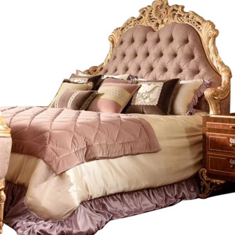 

Master bedroom 2 meters bed high-end luxury solid wood bed 1.8 meters home luxury