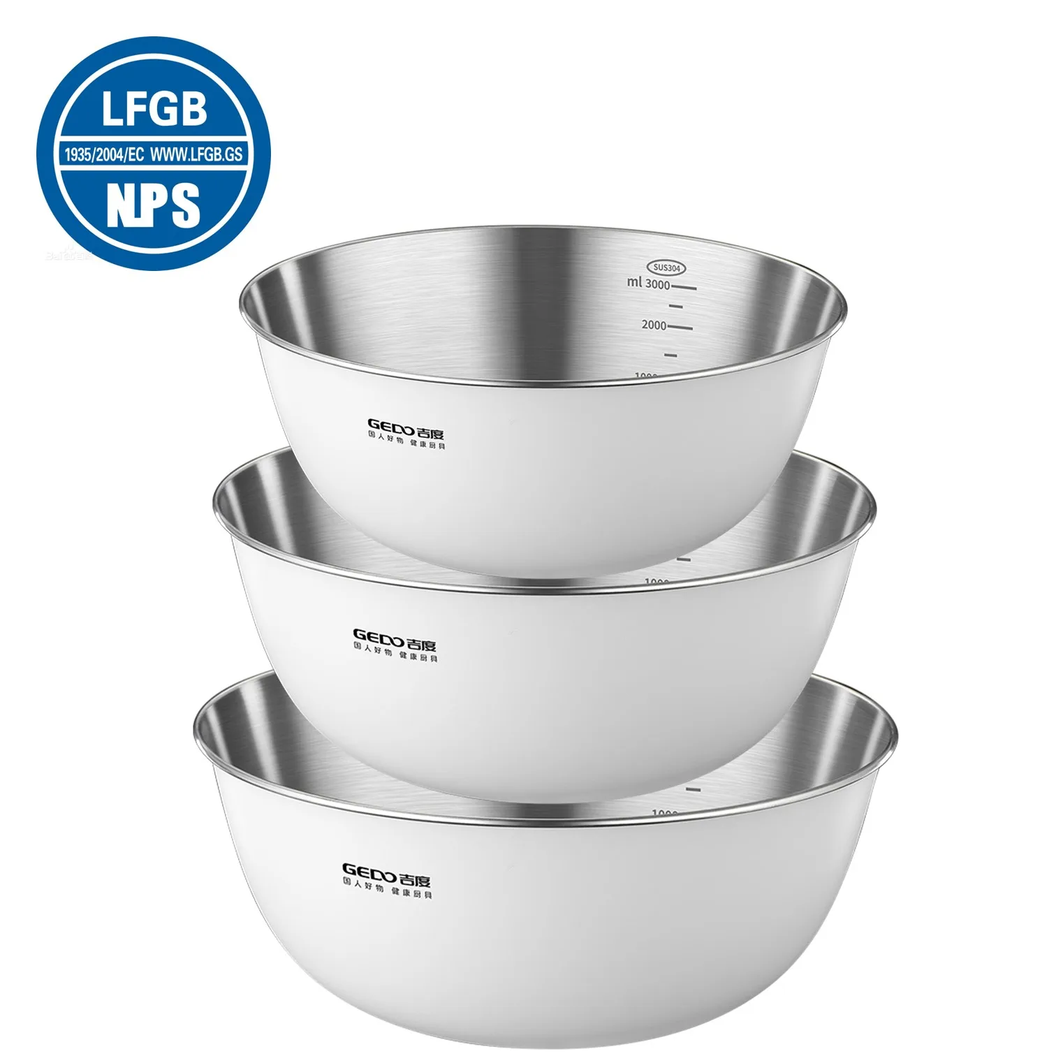 

16cm~30cm Diameter LFGB Certification 304 Stainless Steel Salad Basin Ultra Thick Kitchen Container 950~6700ml Dining Bowl