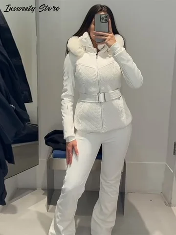 Женский лыжный костюм Fashion Solid Warm Ski Suit