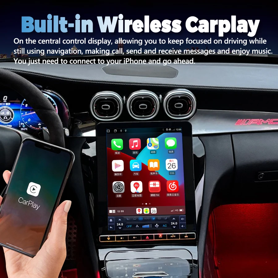 12.1inch Car Radio Waterfall Display For Mercedes-Benz GLC 2016-2022 Android Auto Carplay 4G GPS Navi Multimedia Stereo Player