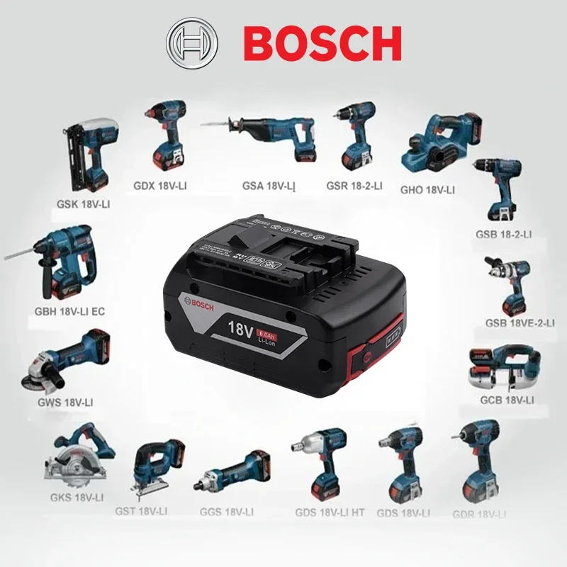 بطاريات ليثيوم أيون aste Bosch 18V 6.0 Ah، نظام 18V احترافي أصلي، أداة لاسلكية BAT609 BAT618 GBA18V80