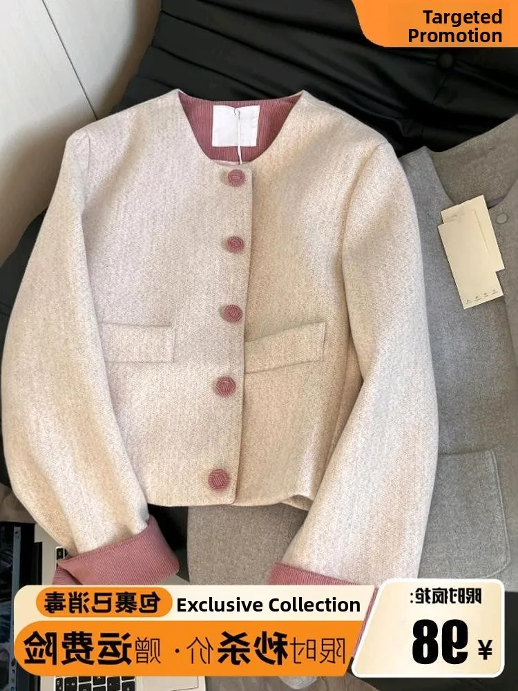 

Spring Autumn round Ne Women's Suit ort Outerwear Faionable Small Size Wardrobe ential Commute Sle Long Sve